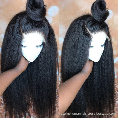 Cheap Yaki Kinky Straight Human Hair Hd Full Lace Front Wig For Black Women Raw Brazilian Virgin Human Hair Closure Wig Vendor